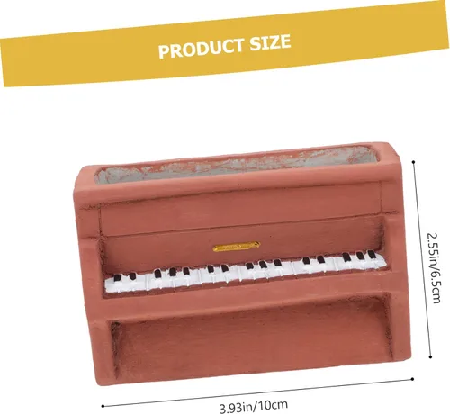 Vista 9 de NOLITOY Maceta de cemento para piano, maceta en forma de piano, maceta suculenta de cerámica para exteriores, plantas suculentas, plantador