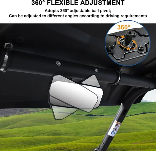 Vista 2 de SAUTVS Kit de espejo retrovisor central convexo ajustable y retrovisor lateral plegable para Can-Am Maverick Trail Sport Commander 2018-2026