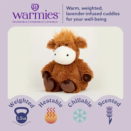 Vista 2 de warmies Animales de peluche aptos para microondas y con peso, vaca marrón, peluche térmico para calidez y comodidad, lindos juguetes de felpa suave