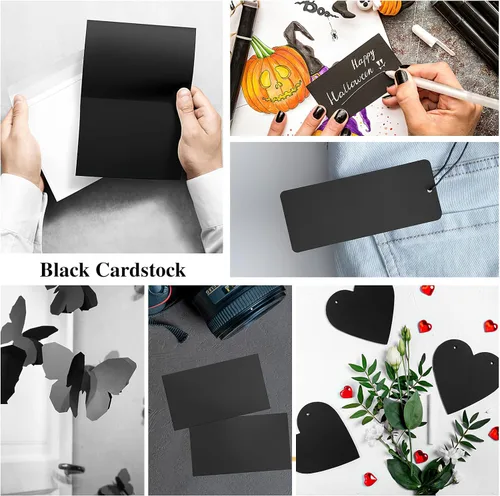 Vista 7 de 50 hojas de cartulina negra de 12 x 12 pulgadas, papel grueso de 80 libras, papel de construcción para invitaciones, manualidades, fabricación