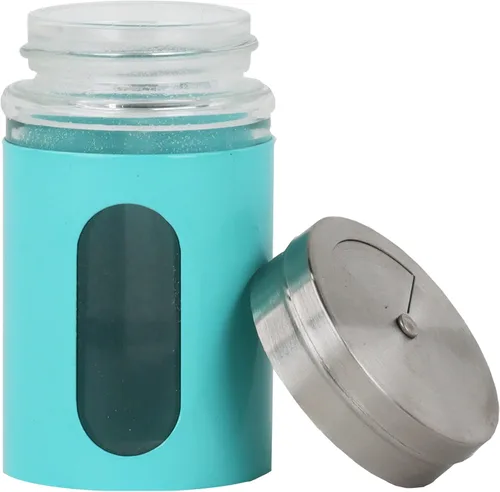 Vista 2 de Aqua Salt Pepper Shakers - Tarros de especias retro, juego de 5
