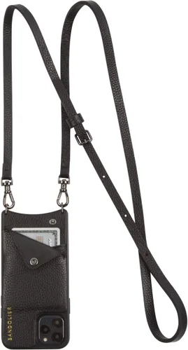 Vista 4 de Bandolier Emma Crossbody - Funda para teléfono y cartera, de piel negra con detalles dorados, plateados o peltre, compatible con iPhone