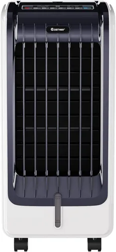 Vista 9 de COSTWAY Enfriador de aire evaporativo portátil para habitación, incluye control remoto, 2 paquetes de hielo, ventilador portátil sin aspas con 3