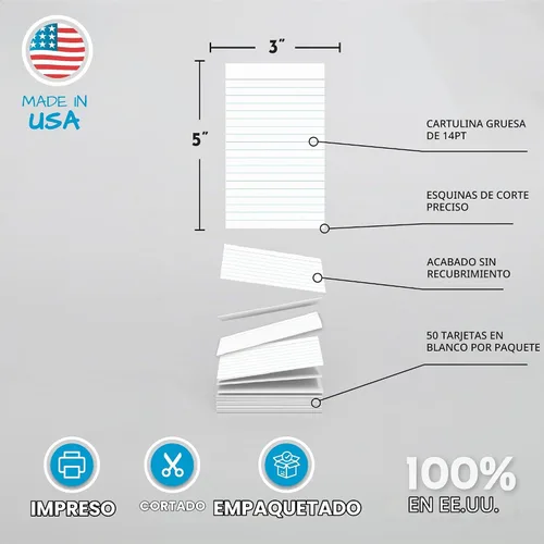 Vista 5 de Home Advantage Mini tarjetas de índice blancas con rayas verticales, tarjetas de notas (3 x 5)