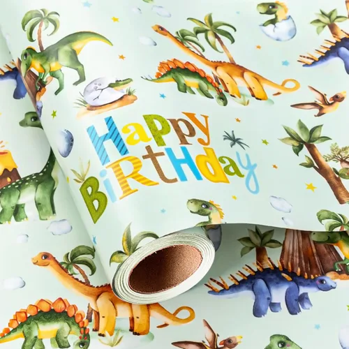 Vista 16 de Garbendy Papel de regalo de cumpleaños – Mini rollo – 17 pulgadas x 16.5 pies – Coloridas letras felices en papel azul papel de regalo perfecto