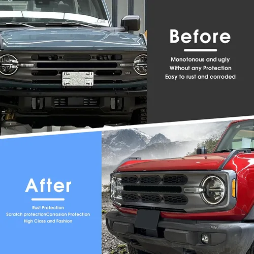 Vista 5 de sukemichi Insertos de parrilla de malla frontal para Ford Bronco Big Bend 2021, 2022, 2023, 2024, 2025, 2026, accesorios exteriores de 2 puertas, 4