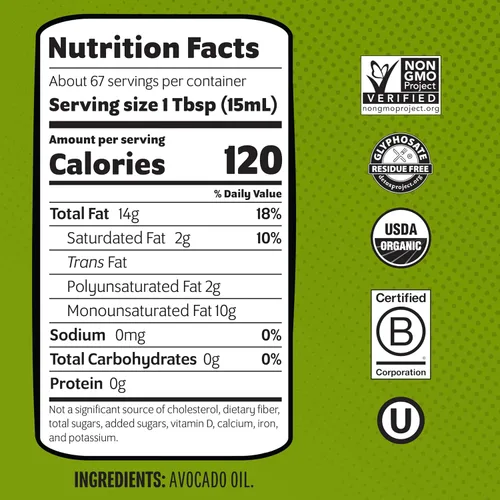 Vista 2 de CHOSEN FOODS Aceite de Aguacate Orgánico, 33.81 FL OZ