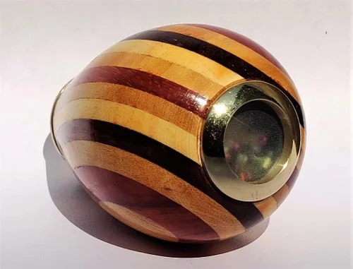 Vista 2 de Caleidoscopio de madera con forma de huevo, multicolor, estándar