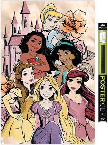 Vista 17 de Disney Ultimate Princess Celebration - Póster de pared de grupo castillo, 22.4 pulgadas de largo x 14.7 pulgadas de ancho, versión enmarcada