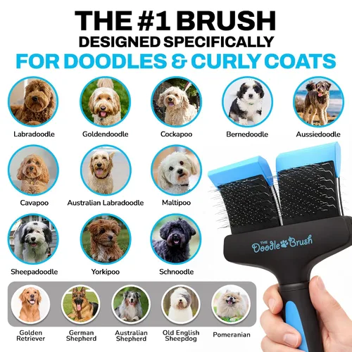 Vista 10 de Cepillo para garabatos para perros, pelo de perro, cepillo para caniches, Goldendoodle, Bernedoodle, Bernedoodle, flexible para perros, caniche