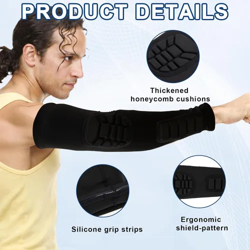 Vista 3 de 2 fundas acolchadas para antebrazo, mangas acolchadas de compresión para voleibol, baloncesto, manga de brazo de fútbol