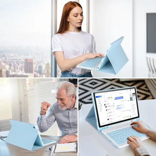 Vista 7 de Funda de teclado para Samsung Galaxy Tab A9+/Plus de 11 pulgadas 2023 (SM-X210/X216/X218), funda con teclado para Samsung Tab A9+ con soporte para S