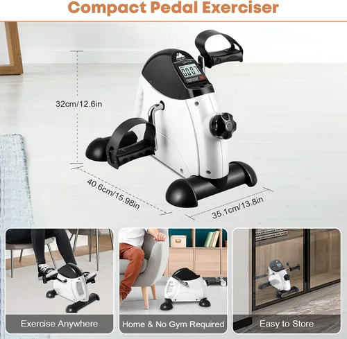 Vista 29 de Mini Exercise Bike, AGM Under Desk Bike Pedal Exerciser Foot Cycle Arm & Leg Pedal Exerciser with LCD Screen Displays