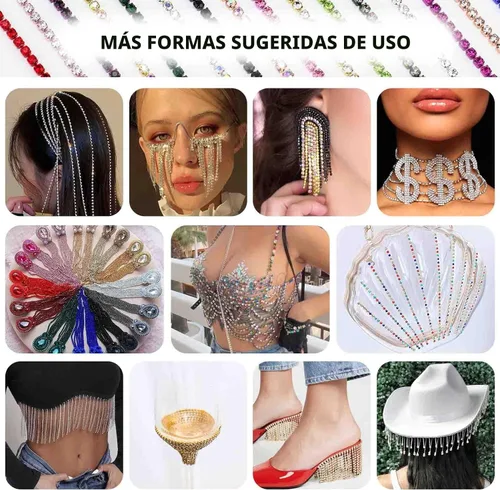 Vista 6 de Dowarm Cadena de cierre de diamantes de imitación de cristal de 10 yardas de 0.079 pulgadas para coser Crocs zapatos, ropa, vasos, cadena de Azul