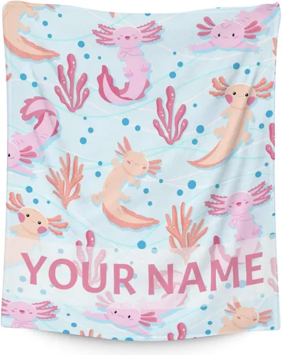 Vista 18 de Axolotl - Manta de regalo de 30 x 40 pulgadas, bonita manta para niñas, mantas suaves y peludas azules para sofá y oficina
