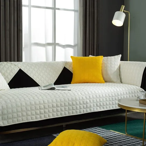 Vista 3 de vctops Fundas acolchadas de algodón con bordado de algodón para sofá modular, fundas reversibles para sofá modular, protector de muebles para sala