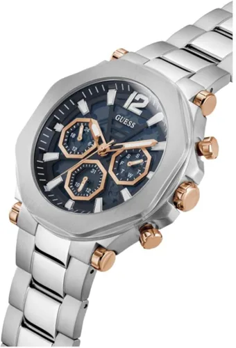 Vista 6 de GUESS US - Reloj multifunción de corte plateado para hombre