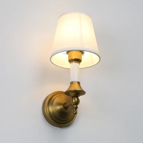 Vista 6 de PERMO Juego de 2 apliques de pared clásicos antiguos con forma de embudo con pantalla textil blanca, lámpara de pared montada en la pared