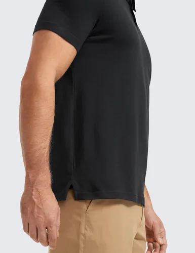 Vista 3 de CRZ YOGA Polo de golf para hombre, manga corta, absorbe la humedad, atlética, deportiva, casual, piqué