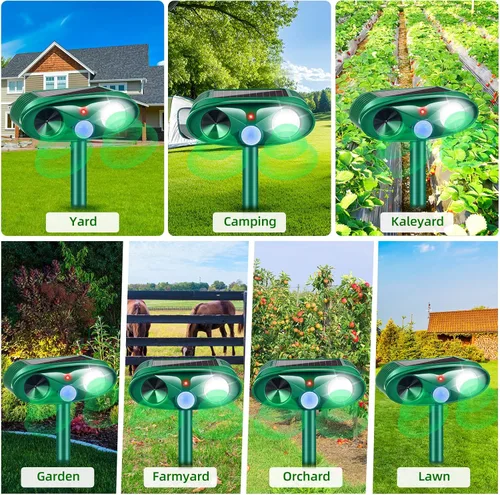 Vista 8 de Paquete de 4 repelentes solares de animales, repelente ultrasónico para gatos al aire libre para mantener alejados a los gatos, repelente sónico