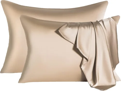 Vista 26 de Funda de almohada de seda de morera para cabello y piel - Funda de almohada de seda refrescante con cremallera oculta, de doble lado, suave
