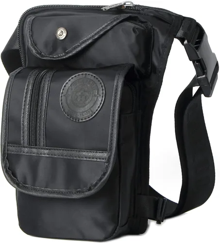 Vista 2 de Anjoy Bolsa táctica de lona para la pierna al aire libre para hombres y mujeres moto ciclismo multi-bolsillo cintura Fanny bolsa de viaje senderismo