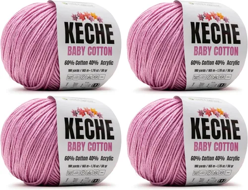 Vista 76 de Keche Hilo de Algodón, 60% Algodón 40% Hilo Acrílico, Hilo de Algodón Suave para Crochet y Tejer, Hilo Amigurumi 1 Madeja/Bola 1.76 Oz (50g) / 180