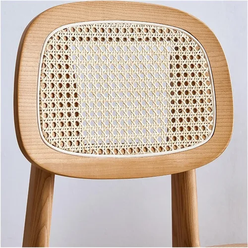 Vista 3 de sillas de comedor Silla de comedor de madera maciza para el hogar Simple Rattan Respaldo Taburete Hotel Maquillaje de madera Cocina moderna