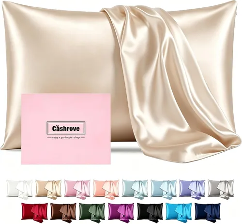Vista 10 de Fundas de almohada de seda con cremallera, funda de almohada de morera, azul bebé, estándar, 1 unidad 20x26 Silk Pillowcase for Hair and
