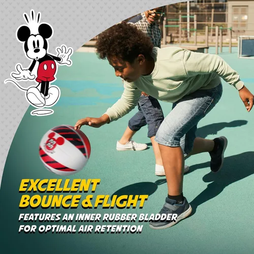 Vista 4 de Disney Mickey Mouse Baloncesto tamaño 6, juego para interiores y exteriores, pelota deportiva juvenil para niños y niñas