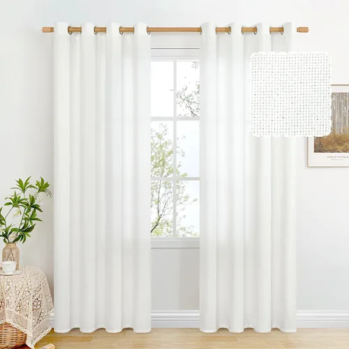 Vista 51 de BGment Cortinas de Lino Beige de 63 Pulgadas de Largo 2 Paneles - Tratamientos para Ventanas con Textura de Arpillera Filtrantes de Luz Cortinas