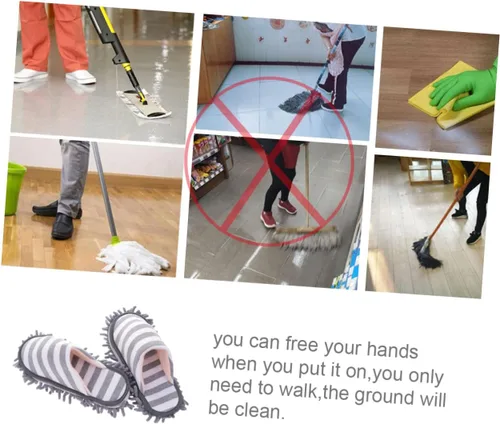 Vista 6 de STOBAZA 1 par de zapatos para trapeador de pies de fibra, reutilizable, herramienta de felpilla para el hogar, barrido de pelo, limpiadores de fibra