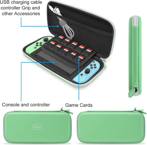Vista 2 de Paquete de accesorios para interruptor kits de protección esencial 26 en 1 con funda de transporte protector de pantalla estuche de almacenamiento