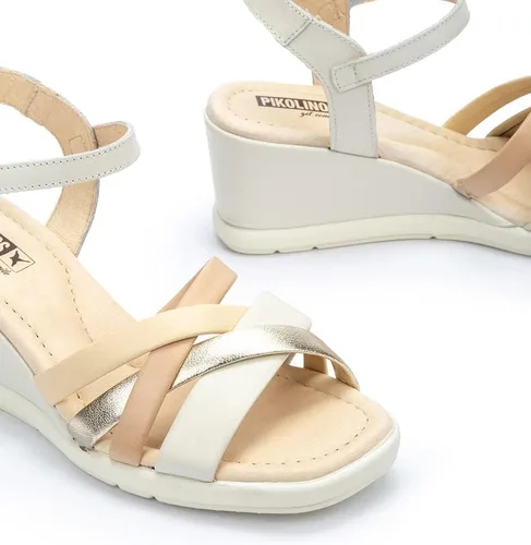 Vista 4 de PIKOLINOS Sandalias de cuña de cuero Teulada para Mujer