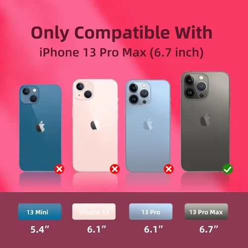Vista 2 de Funda de silicona líquida compatible con iPhone 13 Pro Max, color rosa intenso [Protección contra caídas]