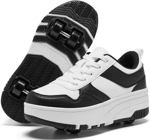 Vista 9 de Zapatillas con ruedas para patinar para niños, niñas y niños, con ruedas desmontables y estilo de moda