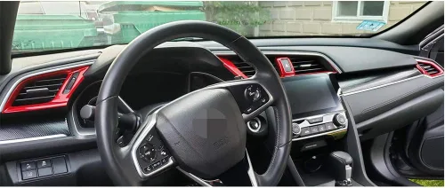 Vista 5 de 3 piezas de ajuste de salida de ventilación central para Honda Civic 2016 Rojo