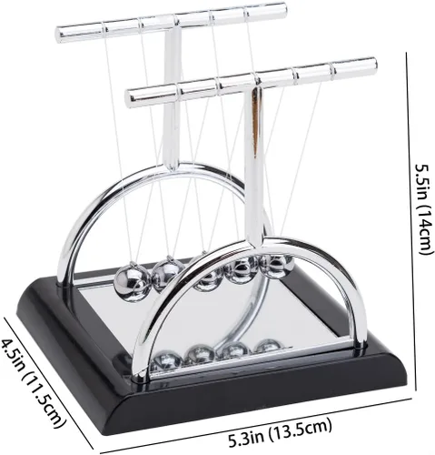 Vista 4 de Bolas de equilibrio de cuna de Newtons semicírculo únicas con espejo de 5.5 pulgadas, decoración de escritorio, movimiento cinético para el hogar