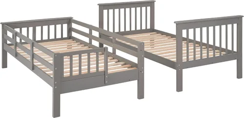 Vista 7 de Harper & Bright Designs Litera individual sobre individual con escalera, literas de madera con estante de almacenamiento y riel de protección, marco