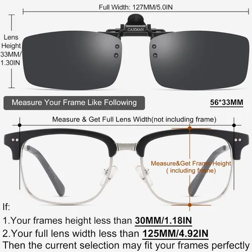 Vista 2 de Gafas de sol polarizadas con clip de metal abatibles y sin montura para gafas graduadas Negro