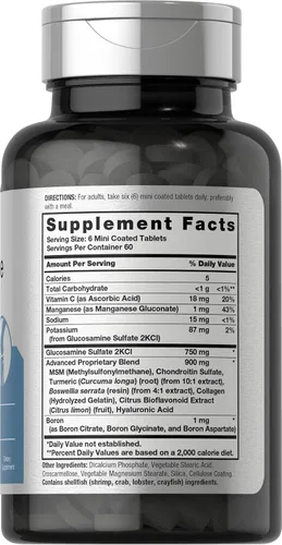 Vista 2 de Horbäach Glucosamina condroitina MSM cúrcuma 360 mini tabletas recubiertas Fórmula avanzada de glucosamina Suplemento sin OMG y sin gluten