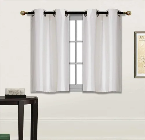 Vista 25 de Rooney Cortinas cortas negras para ventana, cortinas opacas con aislamiento con ojales, para cocina, sótano, oficina, 2 piezas, 30 x 36 pulgadas por