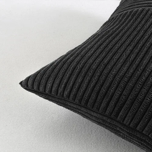Vista 5 de Fancy Homi - 2 fundas decorativas para cojín cuadrado de pana suave y texturizada con diseño de retazos, para sofá y cama, decoración rústica y Negro
