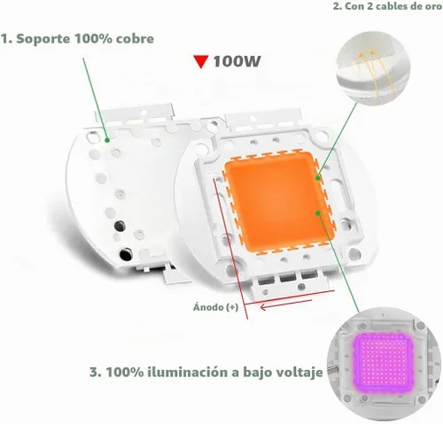 Vista 4 de Chip LED de alta potencia de 100W., H&PC-60104, 100.00watts, 34.0 volts M) Espectro completo (380-840 nm)