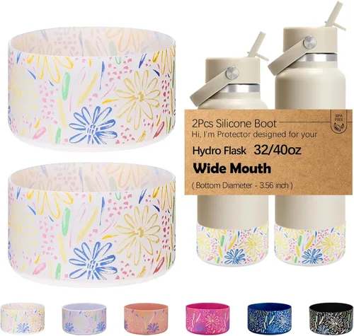 Vista 48 de WK IEASON Base protectora de silicona para botellas Hydro Flask de 12 a 24 onzas de ancho y boca estándar, funda antideslizante para accesorios de 2