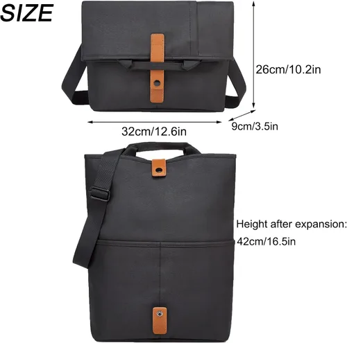 Vista 6 de Bolso de mensajero de lona vintage elegante bolsa de hombro plegable bolsa de hombro de lona pesada para hombres y mujeres Clásico simple vintage