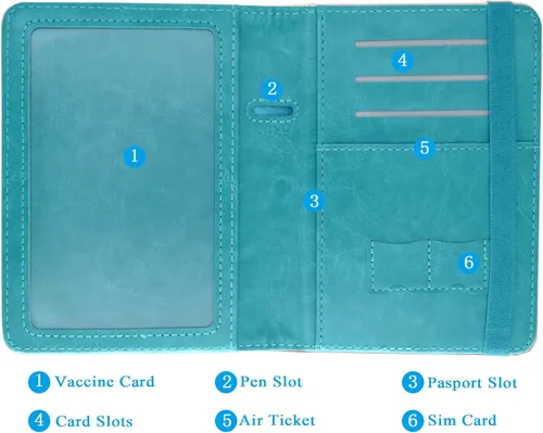 Vista 28 de Kandouren - Funda para pasaporte con bloqueo RFID, cartera para pasaporte para hombres y mujeres, el mejor regalo para viajeros, tarjetas de crédito