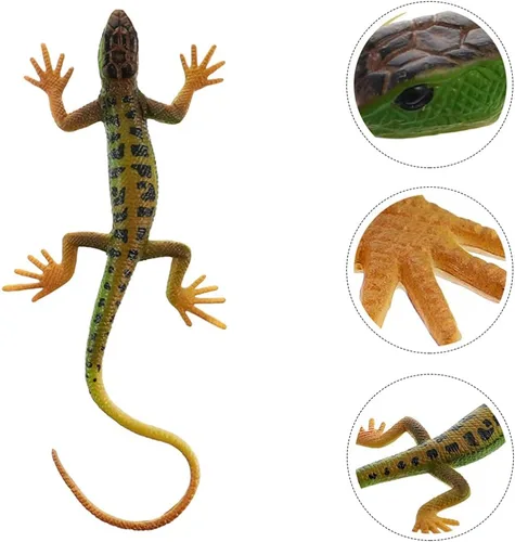 Vista 5 de NUOBESTY Figura de lagarto falso de juguete de plástico de lagarto figura de acción de reptil juguete para colección ciencia educativo (verde)