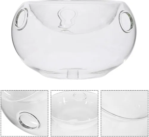 Vista 6 de Kichvoe Cuenco de hielo seco de cocina de 5.9 pulgadas, cuenco de vidrio para inmersión en frío, recipiente para servir frutas, postres y fiestas