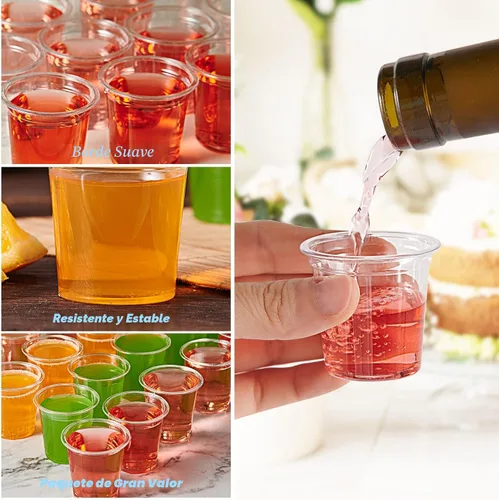 Vista 6 de Lilymicky paquete de 500 unidades de vasos de chupito de plástico de 1 onza, vasos desechables transparentes de 1 onza para vodka, whisky, tequila